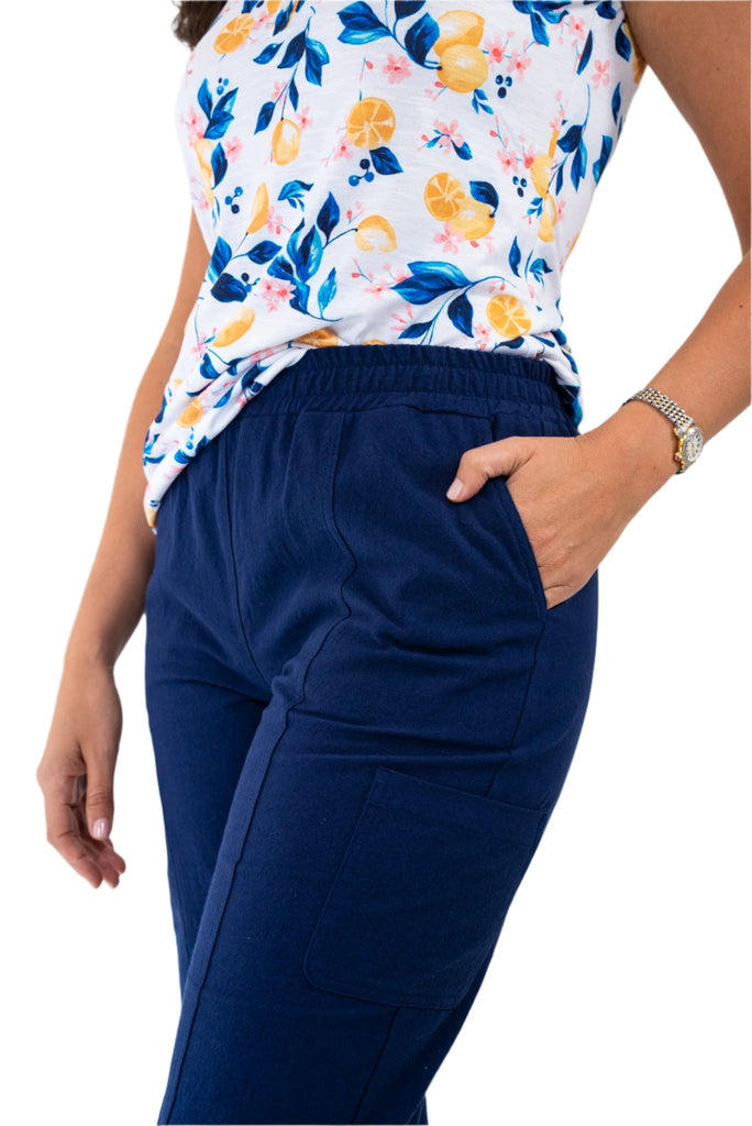 Navy Blue Capri Pant with Pockets 