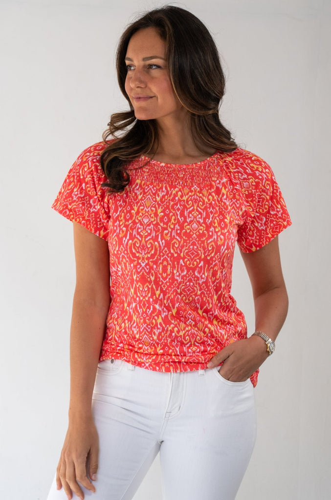 Pink Patterned Short Sleeve Top 